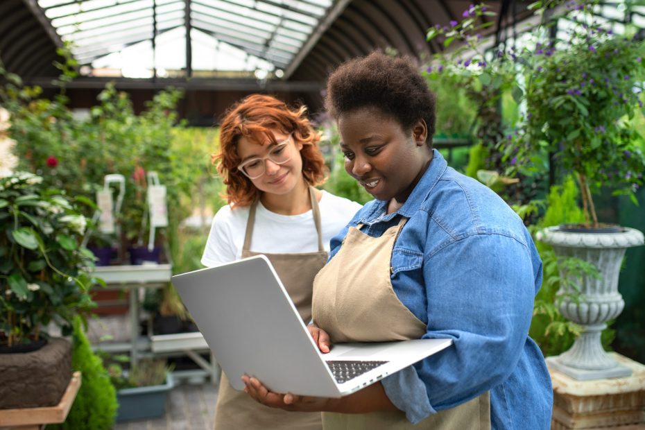 Woman running small business